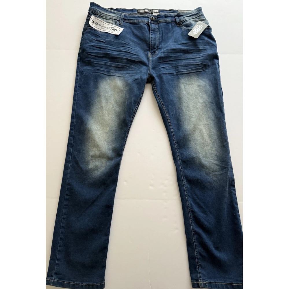 Cultura Jeans Men 46x32 Blue Straight Athletic Fit Stretch Pants Dark Wash NWT